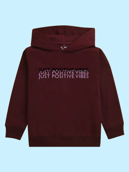 Nusyl - Unisex Burgundy Just Positive Vibe Printed Hoodies