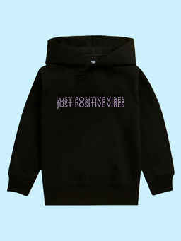 Nusyl - Unisex Black Just Positive Vibe Printed Hoodies