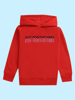Nusyl - Unisex Red Just Positive Vibe Printed Hoodies