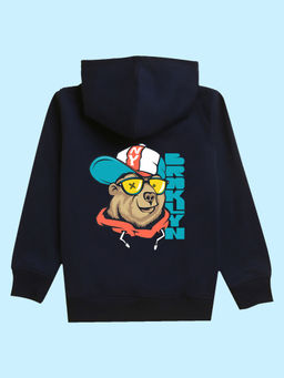 Nusyl - Unisex Navy Blue Dog Printed Hoodies
