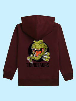 Nusyl - Unisex Burgundy Dinosaur Printed Hoodies