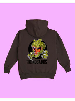 Nusyl - Unisex Brown Dinosaur Printed Hoodies