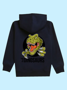 Nusyl - Unisex Navy Blue Dinosaur Printed Hoodies