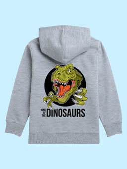 Nusyl - Unisex Grey Dinosaur Printed Hoodies