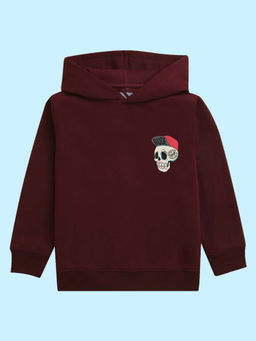 Nusyl - Unisex Burgundy Skull Printed Hoodies