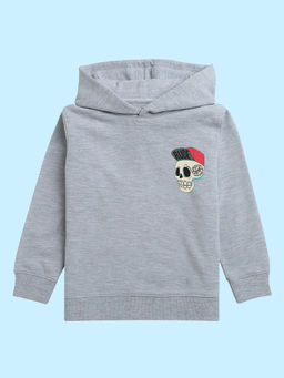 Nusyl - Unisex Grey Skull Printed Hoodies