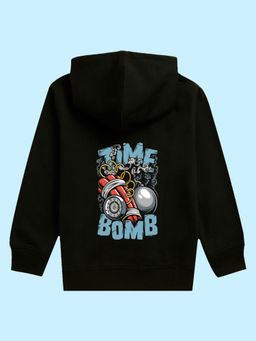 Nusyl - Unisex Black Time Bomb Printed Hoodies