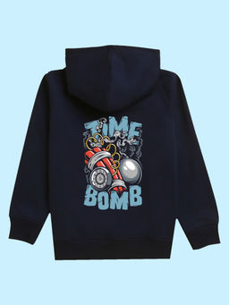 Nusyl - Unisex Navy Blue Time Bomb Printed Hoodies