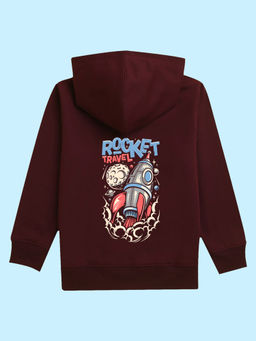 Nusyl - Unisex Burgundy Rocket Printed Hoodies