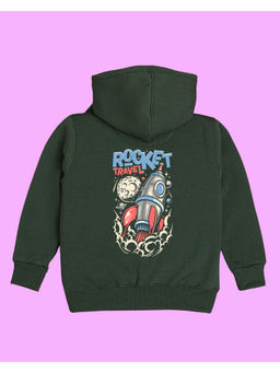 Nusyl - Unisex Olive Rocket Printed Hoodies