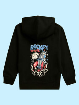 Nusyl - Unisex Black Rocket Printed Hoodies