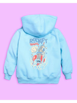 Nusyl - Unisex Sky Blue Rocket Printed Hoodies