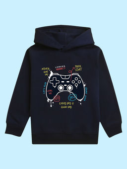 Nusyl - Unisex Navy Blue Gaming Printed Hoodies