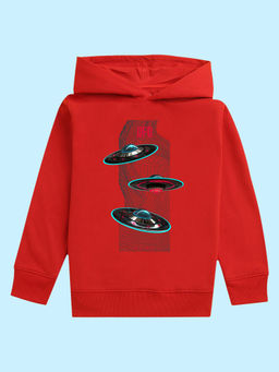 Nusyl - Unisex Red Space Printed Hoodies