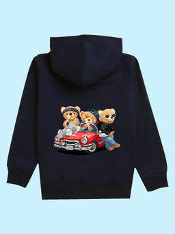 Nusyl - Unisex Navy Blue Teddy Printed Hoodies