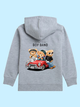 Nusyl - Unisex Grey Teddy Printed Hoodies