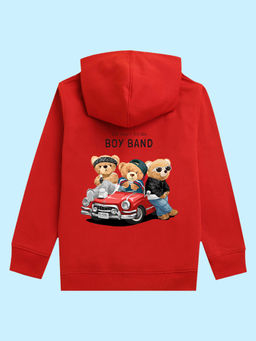 Nusyl - Unisex Red Teddy Printed Hoodies