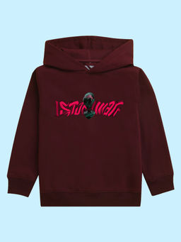 Nusyl - Unisex Burgundy Alien Printed Hoodies