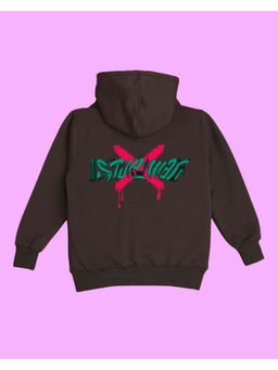 Nusyl - Unisex Brown Alien Printed Hoodies