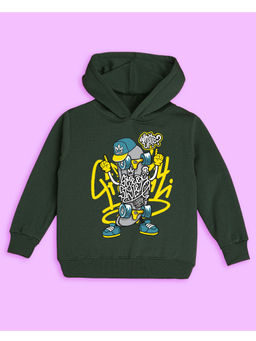 Nusyl - Unisex Olive Text Printed Hoodies