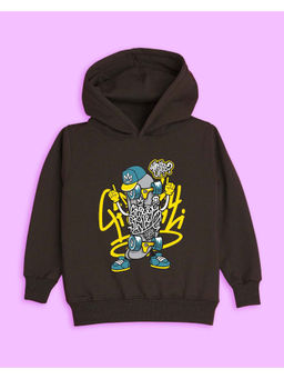 Nusyl - Unisex Brown Text Printed Hoodies