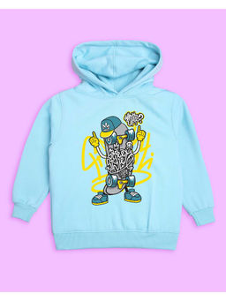 Nusyl - Unisex Sky Blue Text Printed Hoodies