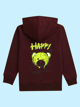 Nusyl - Unisex Burgundy Teddy Printed Hoodies