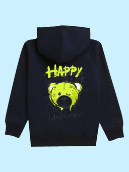 Nusyl - Unisex Navy Blue Teddy Printed Hoodies