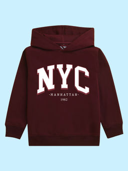 Nusyl - Unisex Burgundy Nyc Printed Hoodies