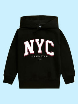 Nusyl - Unisex Black Nyc Printed Hoodies