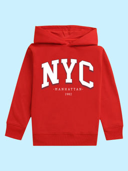 Nusyl - Unisex Red Nyc Printed Hoodies