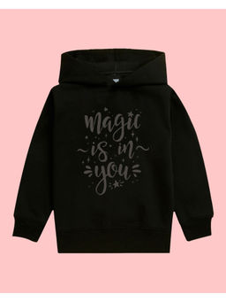 Nusyl - Girls Text Printed Black Hoodies
