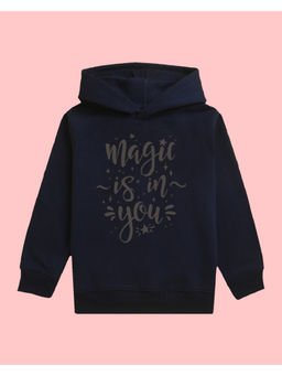 Nusyl - Girls Text Printed Navy Blue Hoodies