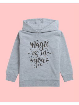 Nusyl - Girls Text Printed Grey Hoodies