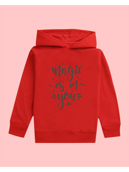 Nusyl - Girls Text Printed Red Hoodies