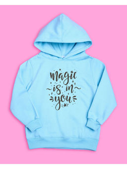 Nusyl - Girls Sky Blue Text Printed Hoodies