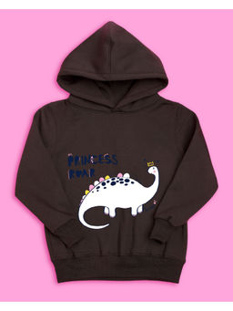 Nusyl - Girls Brown Dinosaur Printed Hoodies