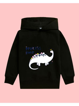 Nusyl - Girls Dinosaur Printed Black Hoodies
