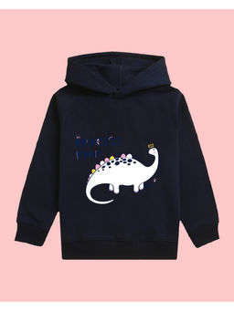 Nusyl - Girls Dinosaur Printed Navy Blue Hoodies