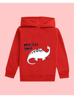Nusyl - Girls Dinosaur Printed Red Hoodies