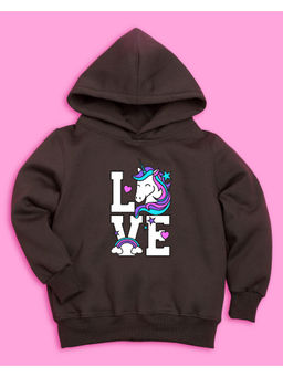 Nusyl - Girls Brown Love Printed Hoodies