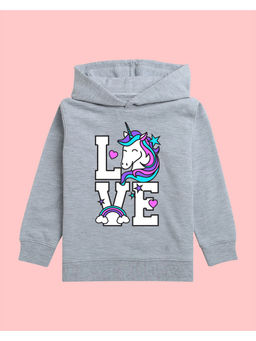 Nusyl - Girls Love Printed Grey Hoodies