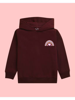 Nusyl - Girls Rainbow Printed Burgundy Hoodies