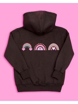 Nusyl - Girls Brown Rainbow Printed Hoodies