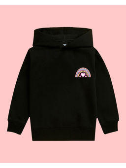 Nusyl - Girls Rainbow Printed Black Hoodies