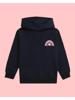 Nusyl - Girls Rainbow Printed Navy Blue Hoodies