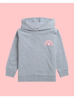 Nusyl - Girls Rainbow Printed Grey Hoodies