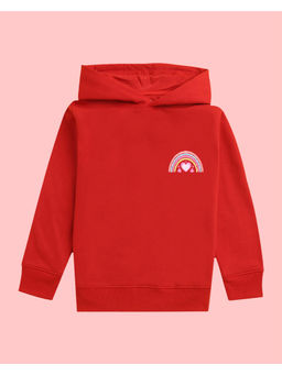 Nusyl - Girls Rainbow Printed Red Hoodies