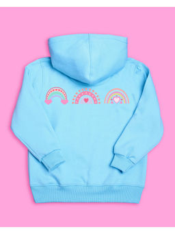 Nusyl - Girls Sky Blue Rainbow Printed Hoodies