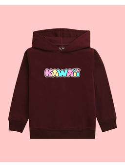 Nusyl - Girls Kawaii Printed Burgundy Hoodies